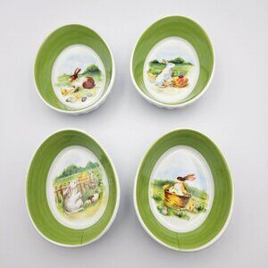 Williams Sonoma Vintage Bunny Ramekins Bowls Easter Egg Spring Set of 4
